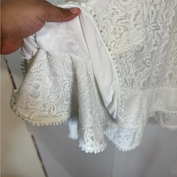 City Chic Sweet Love Lace Faux Wrap Mini Dress - Ivory | Size XL/22 - Picture 13 of 16